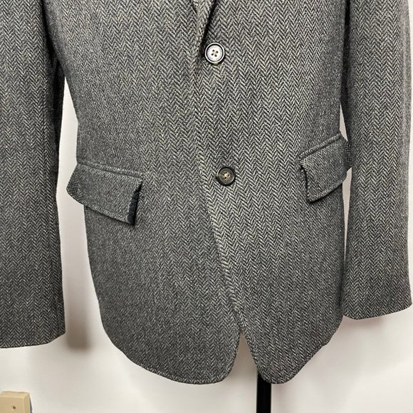 Abercrombie & Fitch Men’s L Wool Blend Herringbone Gray Tweed Blazer - Picture 7 of 15